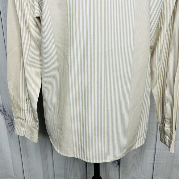 Pendleton Shaped Fit Button Up Shirt Sz 10 Petite Tan White Striped Long Sleeve - Picture 10 of 10